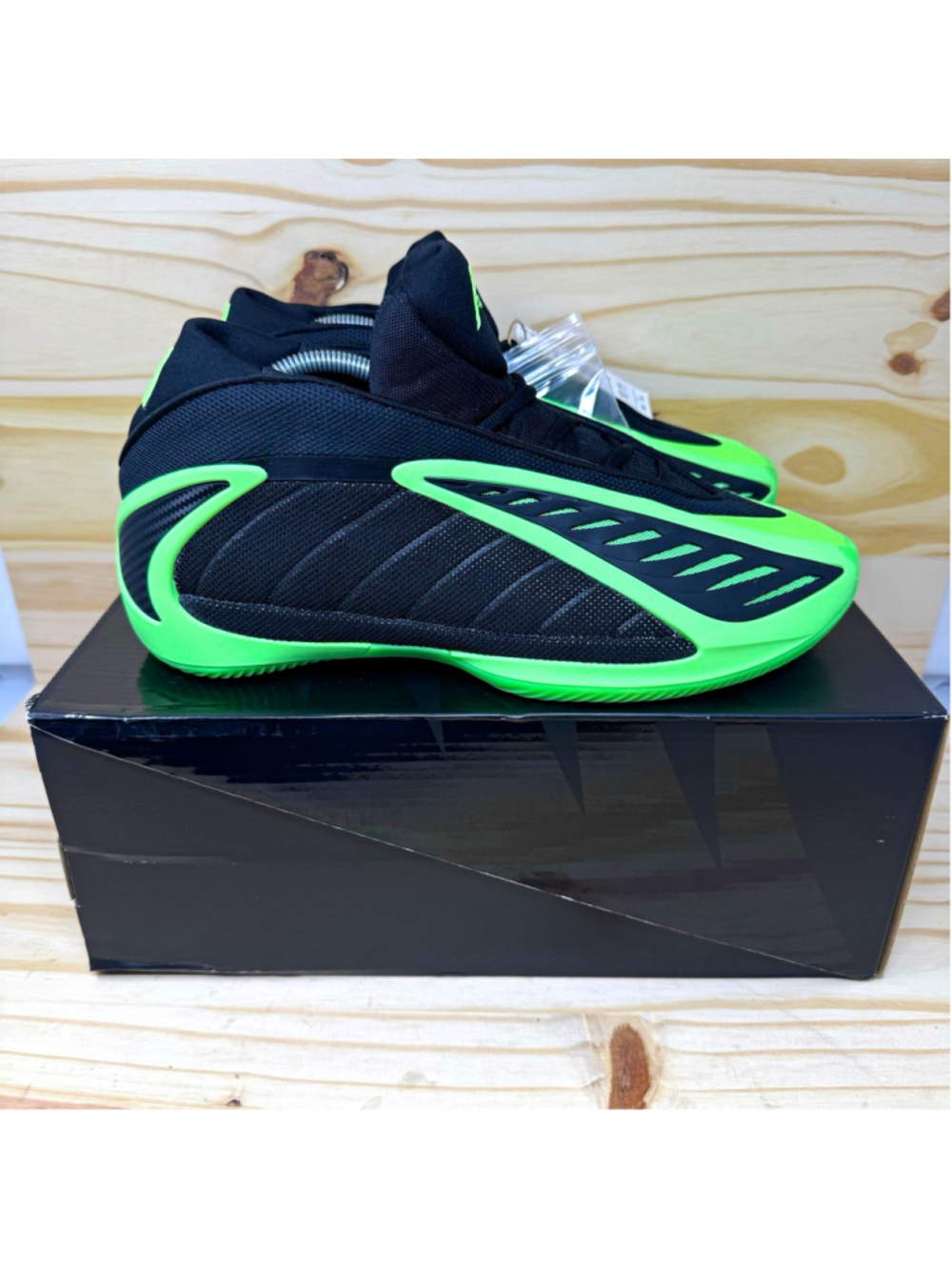 adidas AE 2 Black Lime Burst Low Top Basketball Shoes Cushioned JR1572